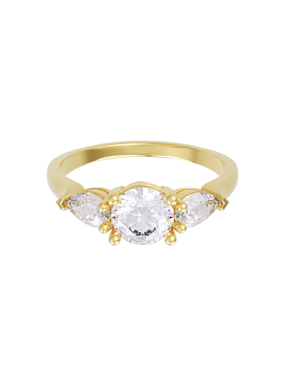 Anillo de compromiso de 14 k eternidad zirconia