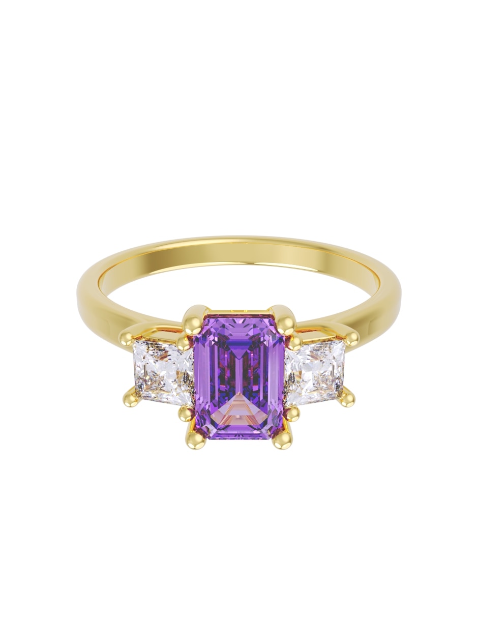 Anillo de compromiso de 14 k zirconia