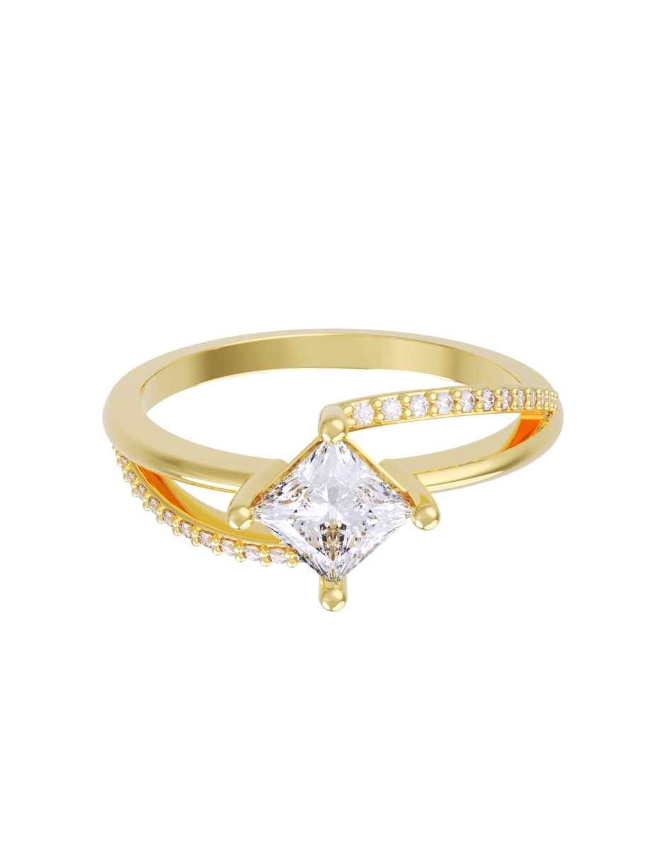 Anillo de compromiso de 14 k zirconia