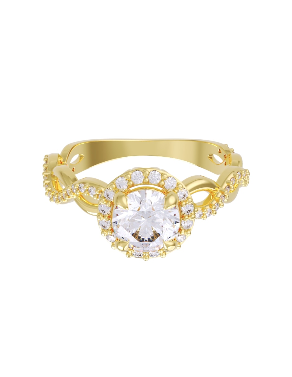 Anillo de compromiso de 14 k zirconia