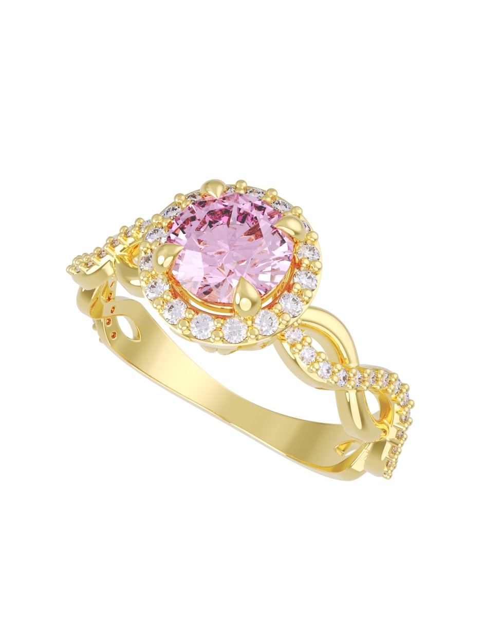 Anillo de compromiso de oro 14 K Eternidad zirconia 2