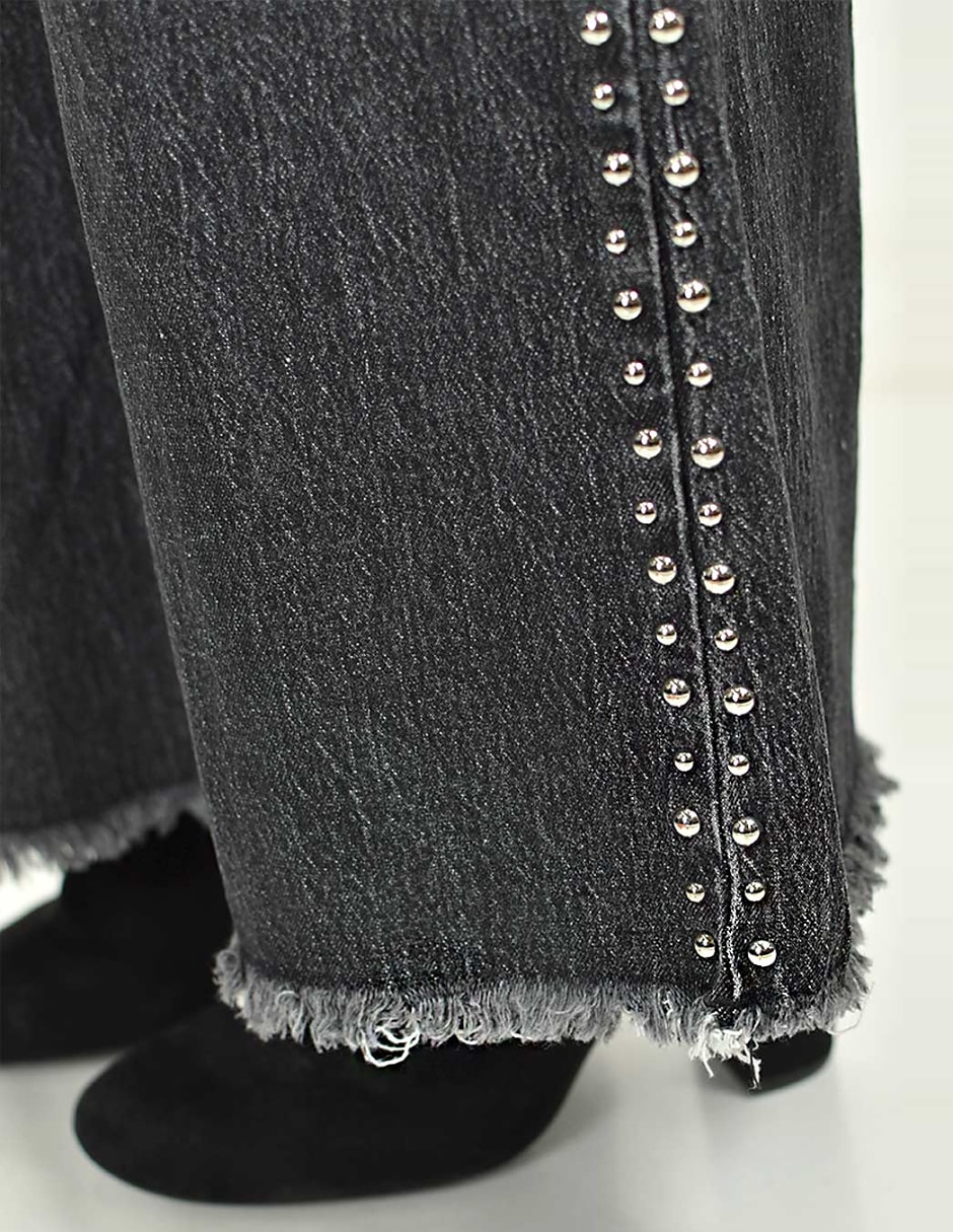 Jeans wide leg j-ch-zh-0210-negro para mujer 4