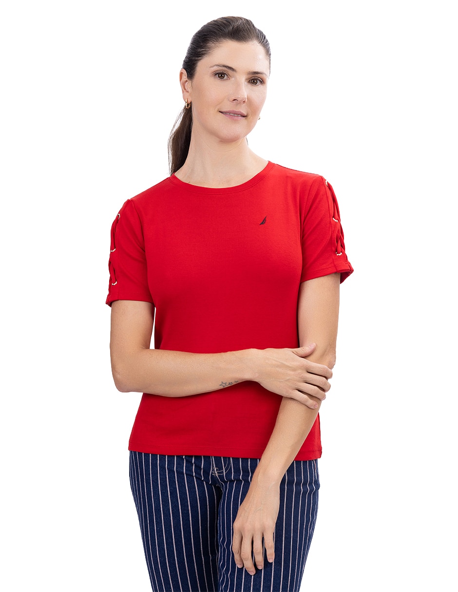 Playera manga corta cuello redondo para mujer 1