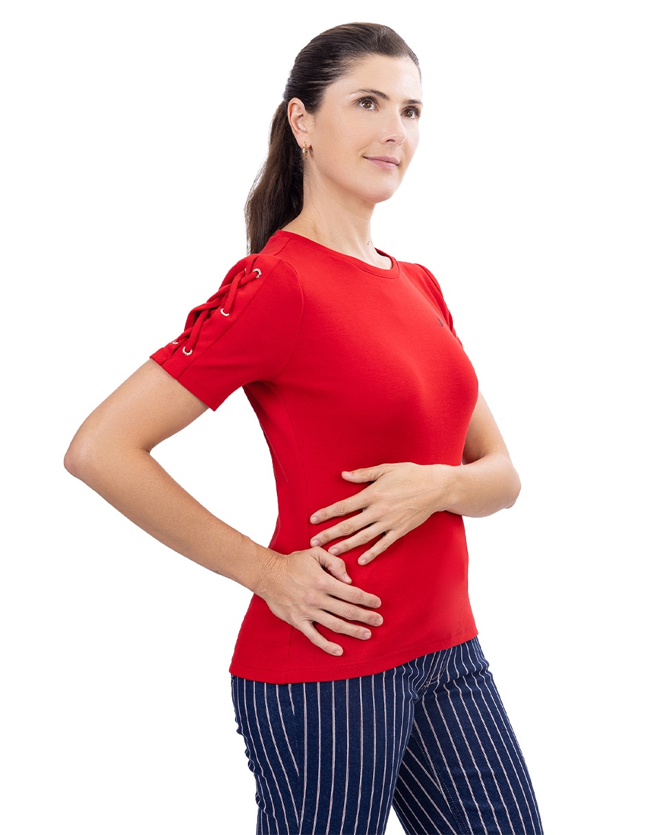 Playera manga corta cuello redondo para mujer 4