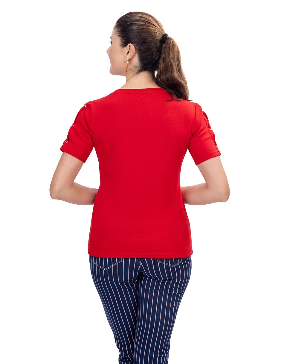Playera manga corta cuello redondo para mujer 3