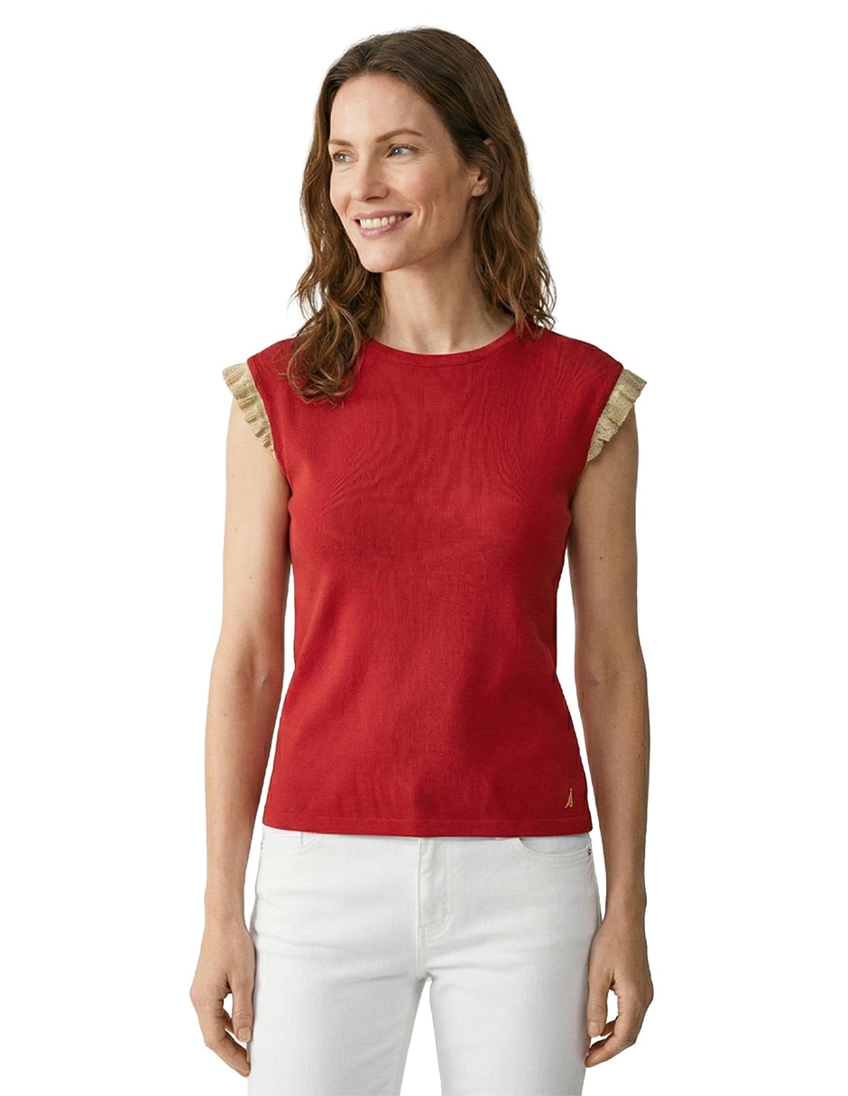 Playera manga corta cuello redondo para mujer