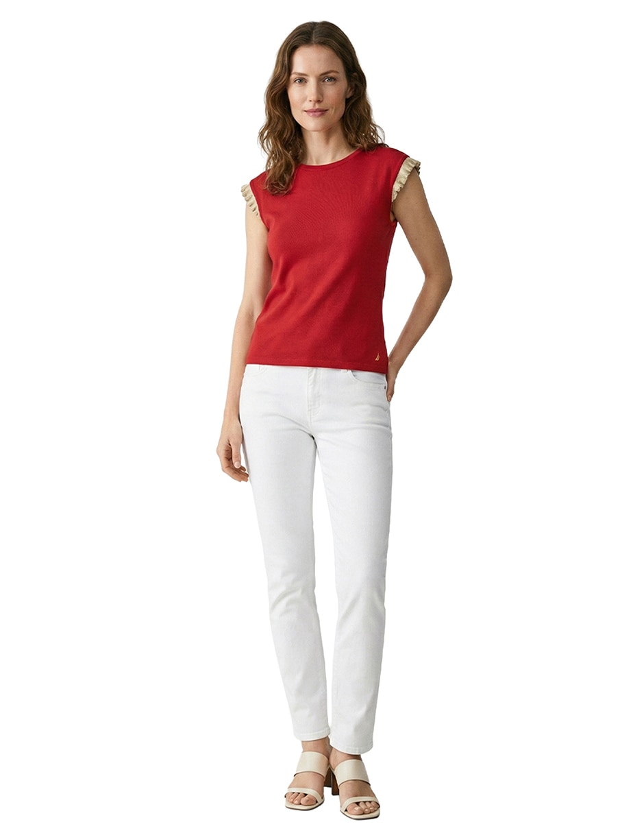 Playera manga corta cuello redondo para mujer 4