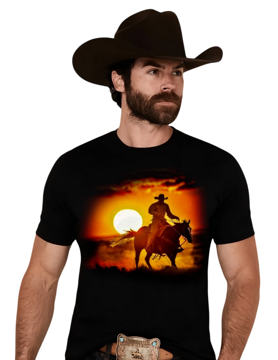 Set playera/Playera Cowboy Western cuello Redondo para hombre