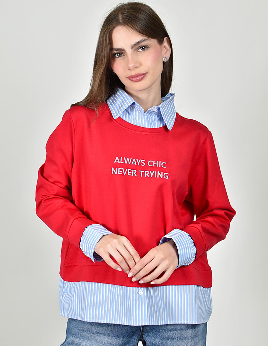 Sudadera con efecto doble prenda para mujer Sudadera con efecto doble prenda para mujer