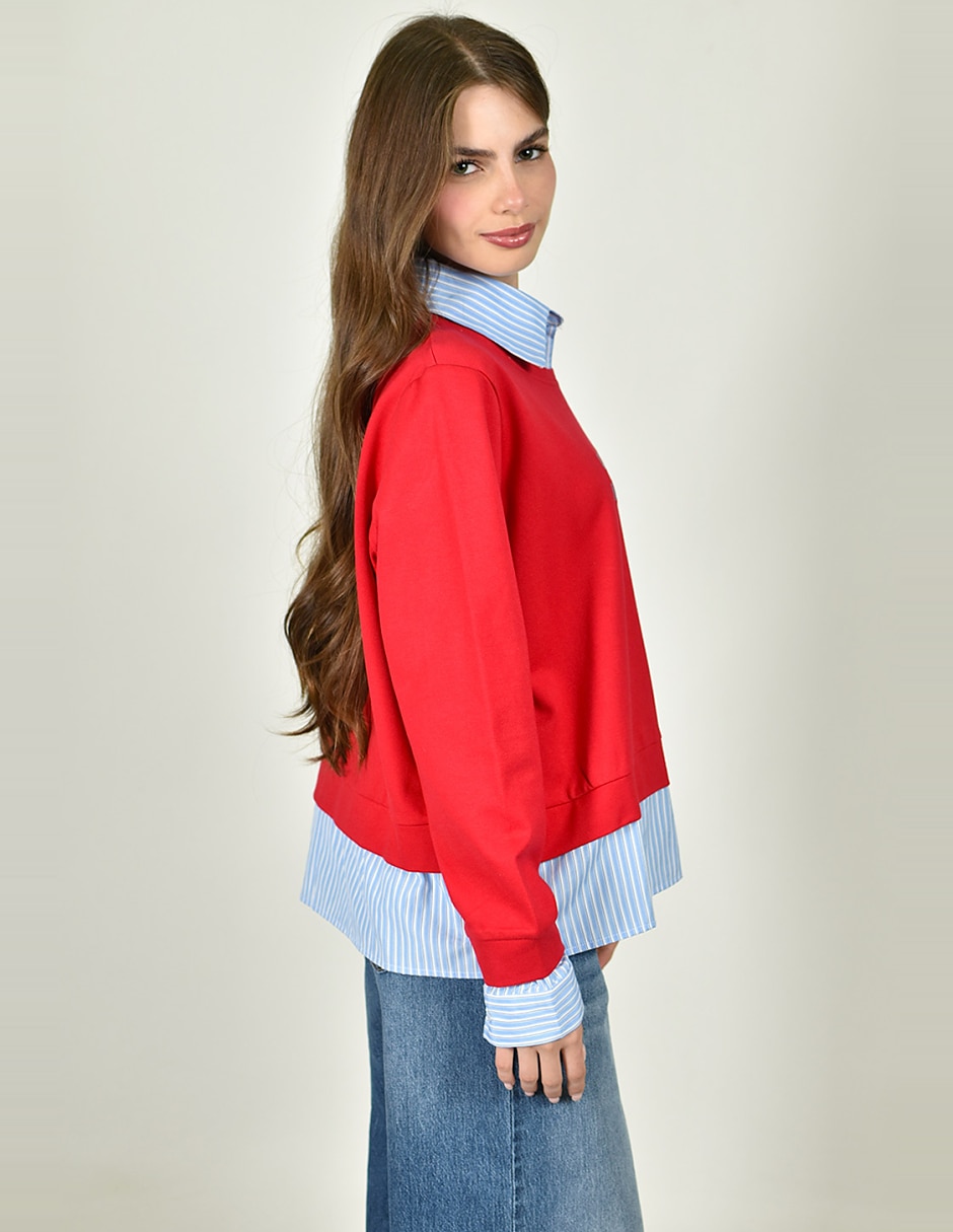 Sudadera con efecto doble prenda para mujer 5