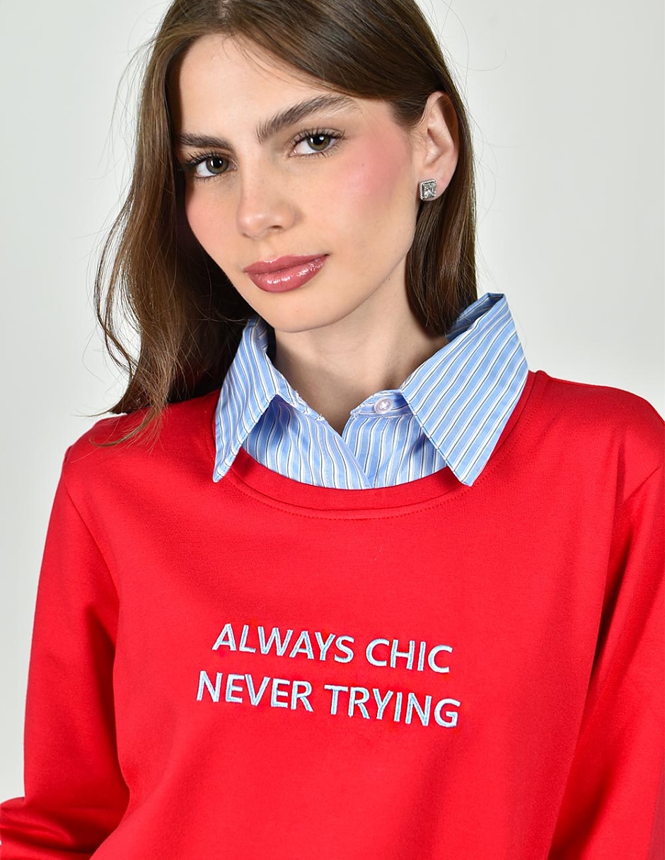 Sudadera con efecto doble prenda para mujer 3