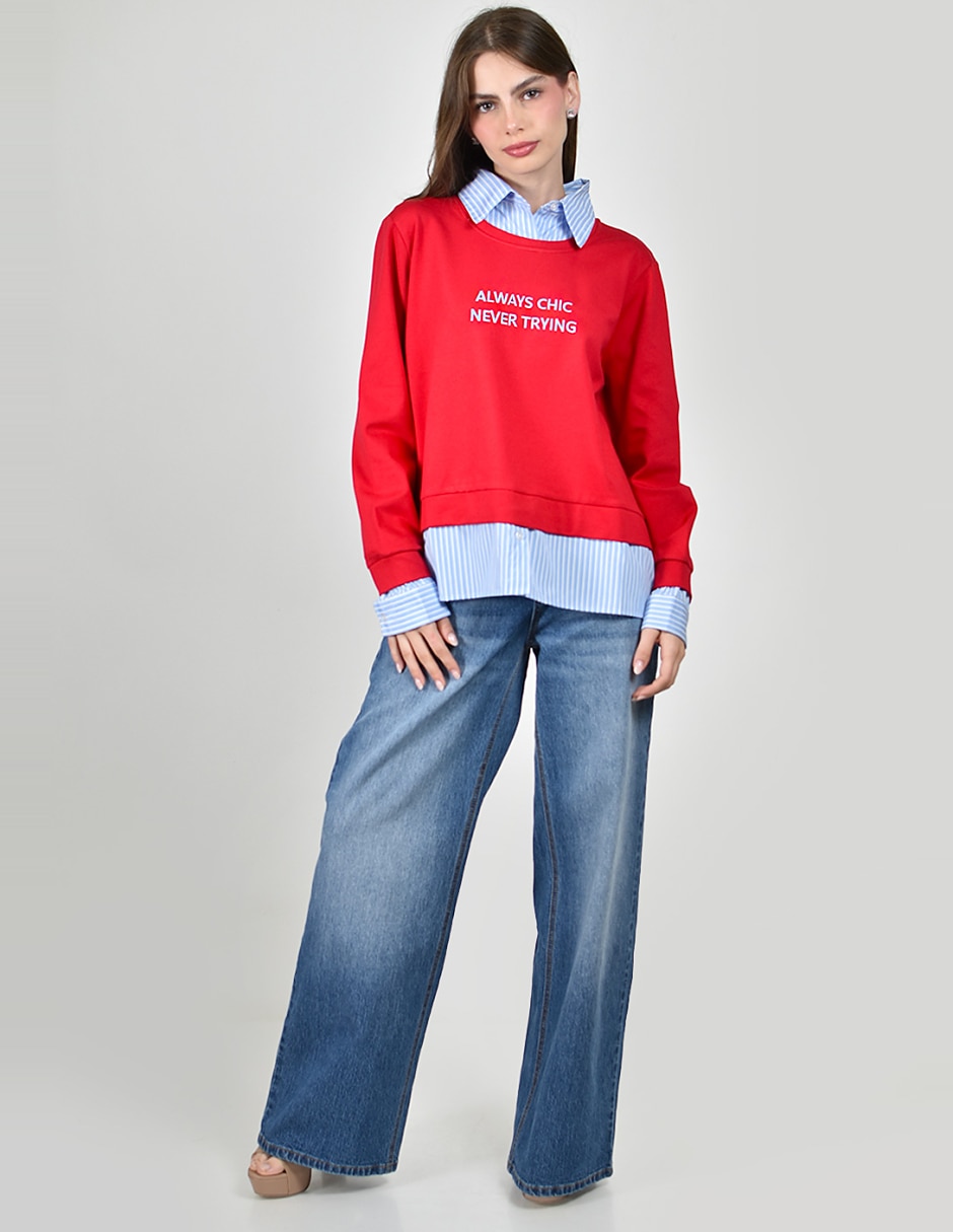 Sudadera con efecto doble prenda para mujer 2