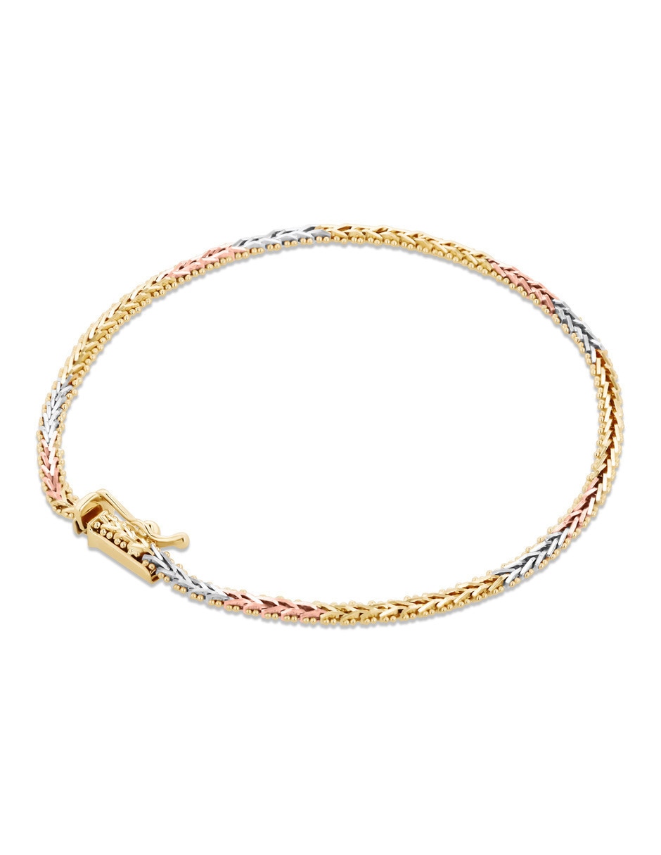 Pulsera de oro florentino 14 K acabado brillante 3