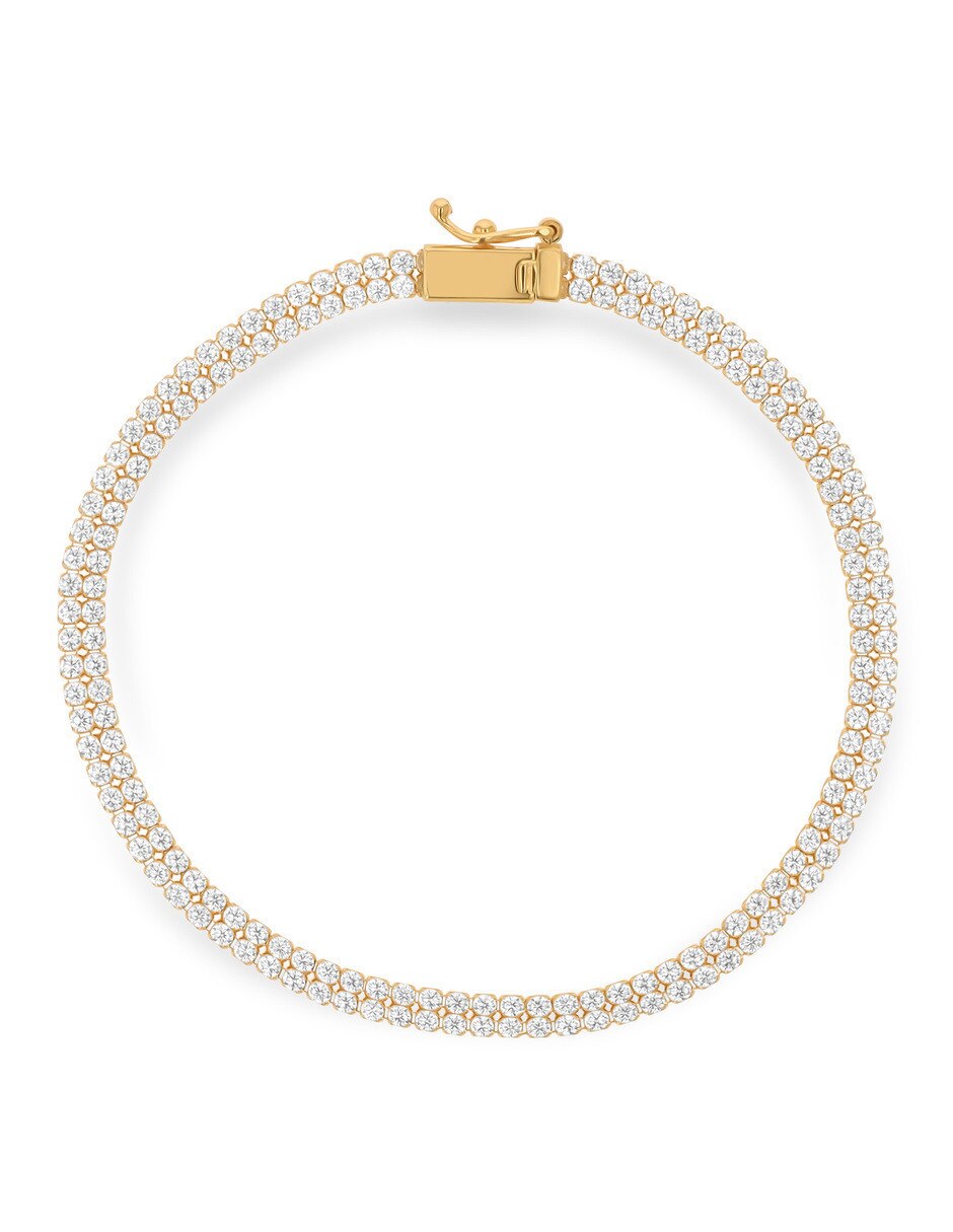 Pulsera de oro amarillo con zirconia 14 K acabado brillante