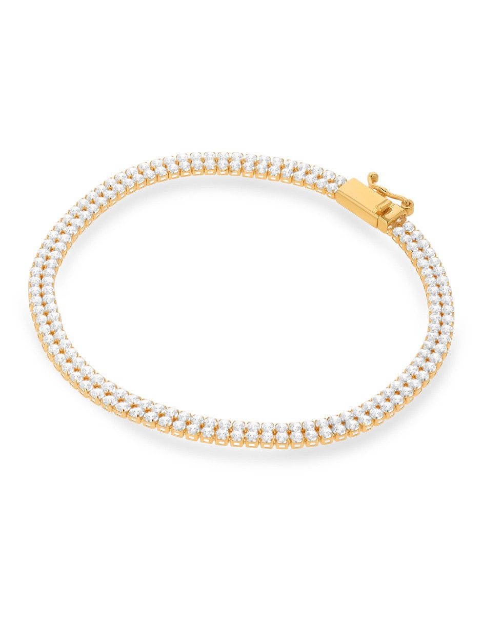 Pulsera de oro amarillo con zirconia 14 K acabado brillante 4