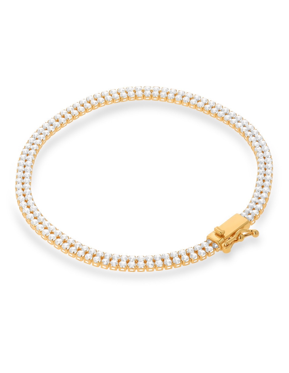 Pulsera de oro amarillo con zirconia 14 K acabado brillante 3