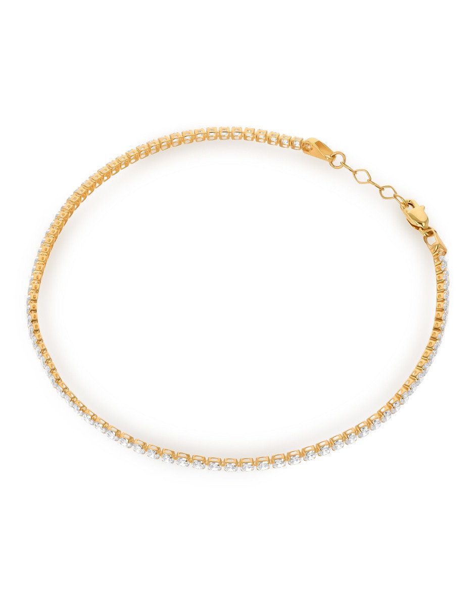 Pulsera de oro amarillo con zirconia 14 K acabado brillante 4