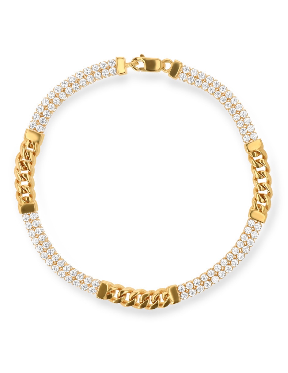 Pulsera de oro amarillo con zirconia 14 K acabado brillante