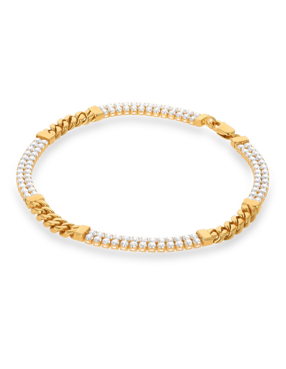 Pulsera de oro amarillo con zirconia 14 K acabado brillante 4