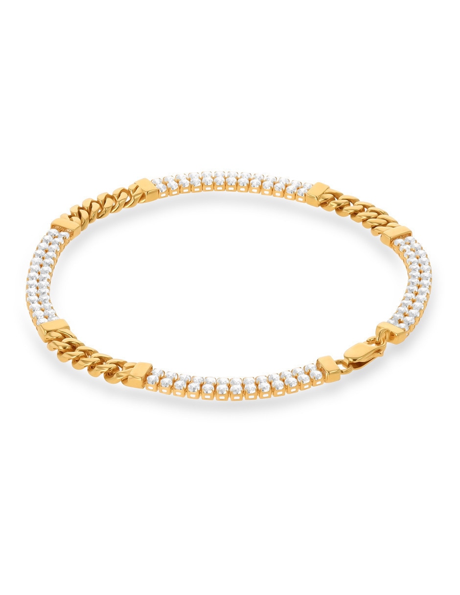 Pulsera de oro amarillo con zirconia 14 K acabado brillante 3