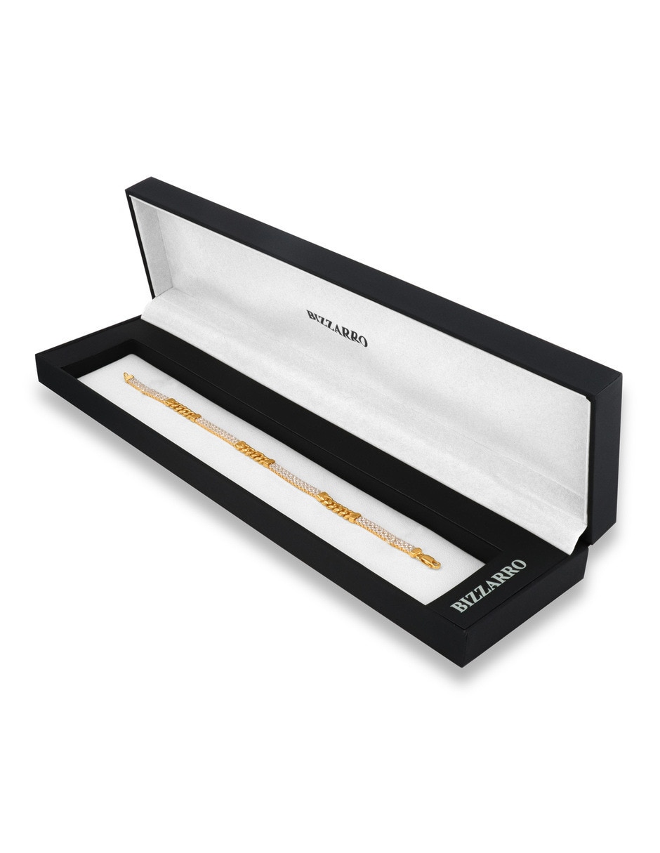 Pulsera de oro amarillo con zirconia 14 K acabado brillante 2