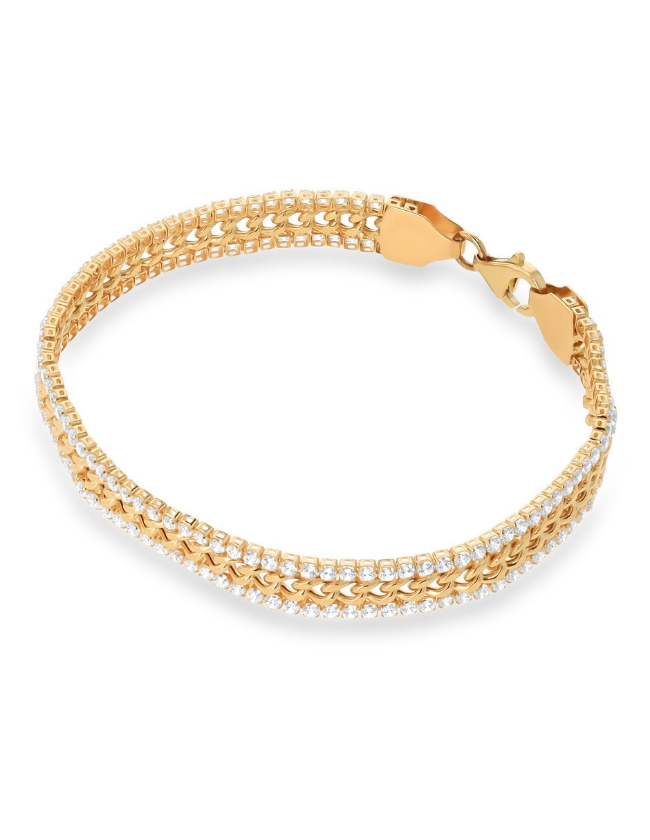 Pulsera de oro amarillo con zirconia 14 K acabado brillante 4