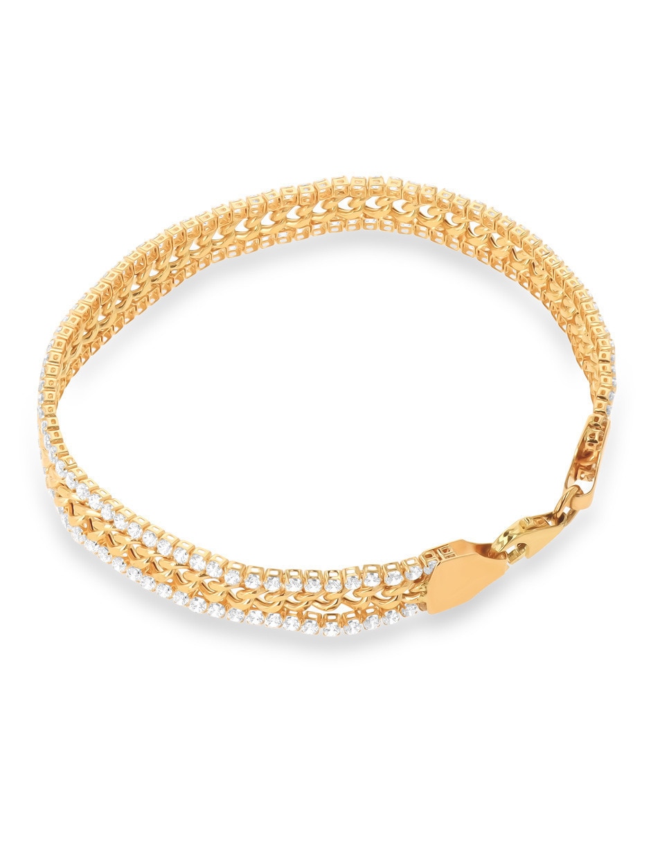 Pulsera de oro amarillo con zirconia 14 K acabado brillante 3