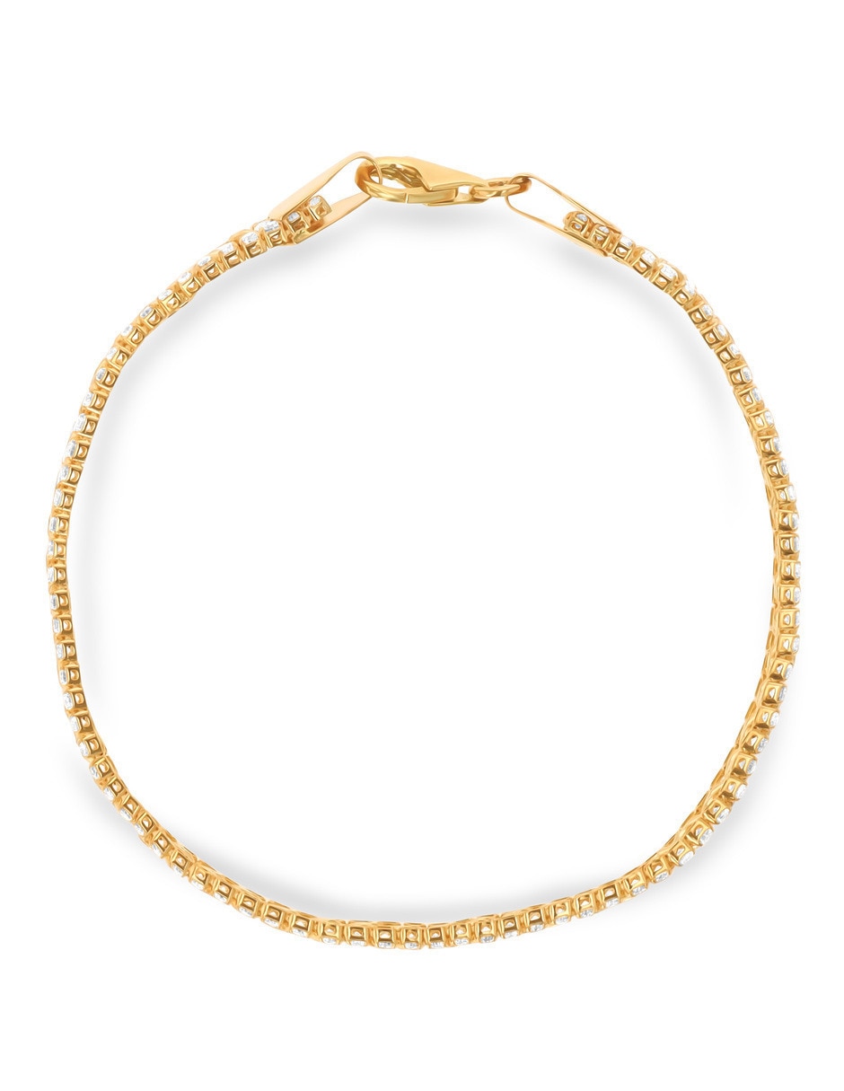 Pulsera de oro amarillo con zirconia 14 K acabado brillante