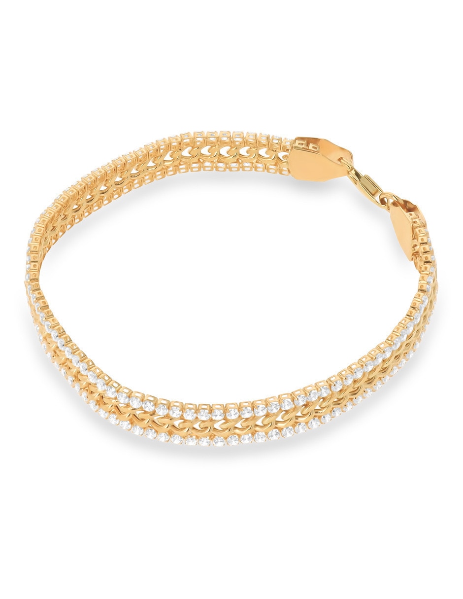 Pulsera de oro amarillo con zirconia 14 K acabado brillante 4