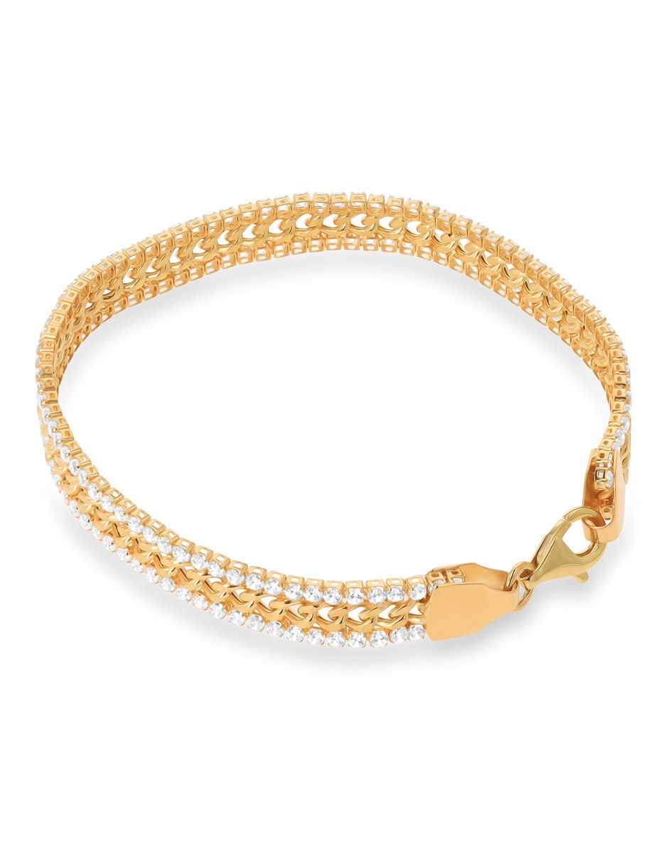 Pulsera de oro amarillo con zirconia 14 K acabado brillante 3