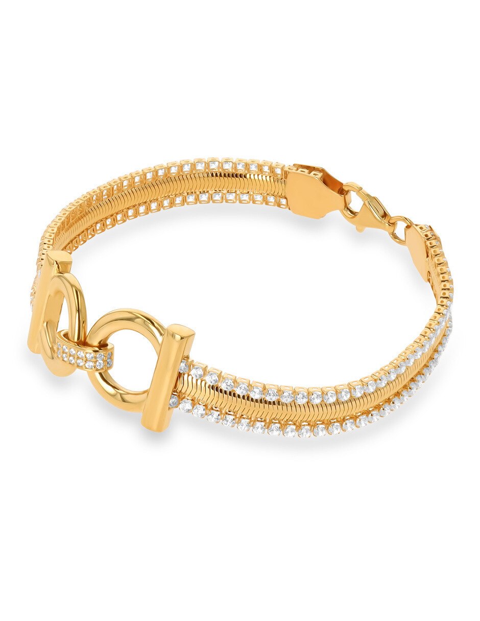 Pulsera de oro amarillo con zirconia 14 K acabado brillante 4