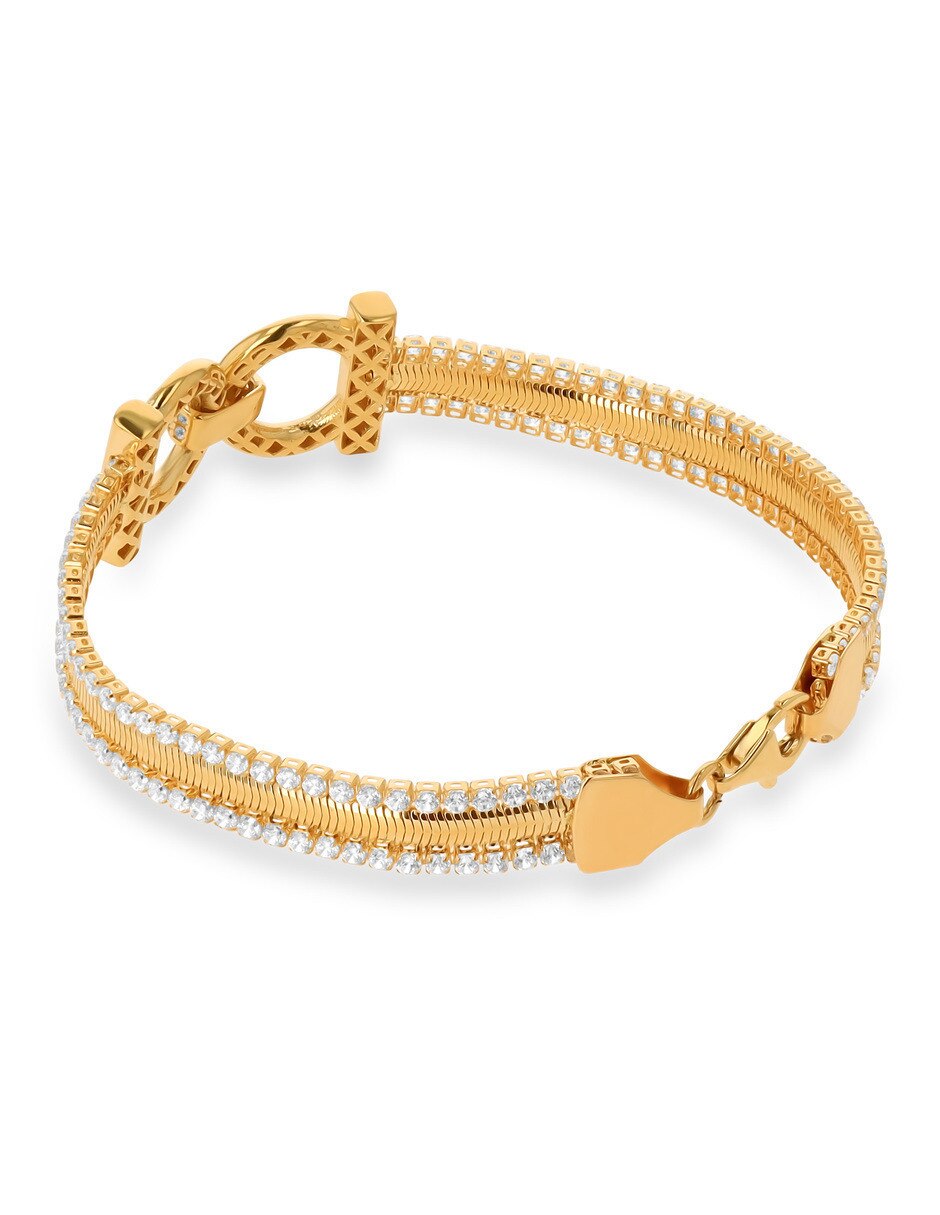 Pulsera de oro amarillo con zirconia 14 K acabado brillante 3