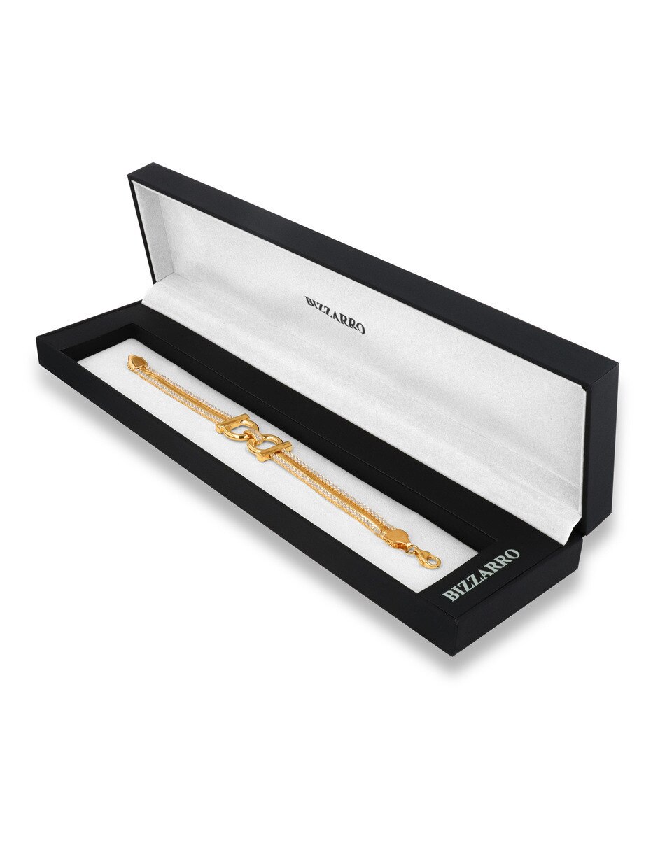 Pulsera de oro amarillo con zirconia 14 K acabado brillante 2