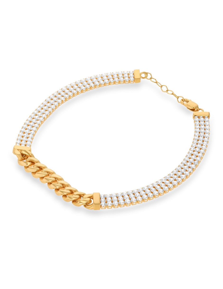 Pulsera de oro amarillo con zirconia 14 K acabado brillante 4