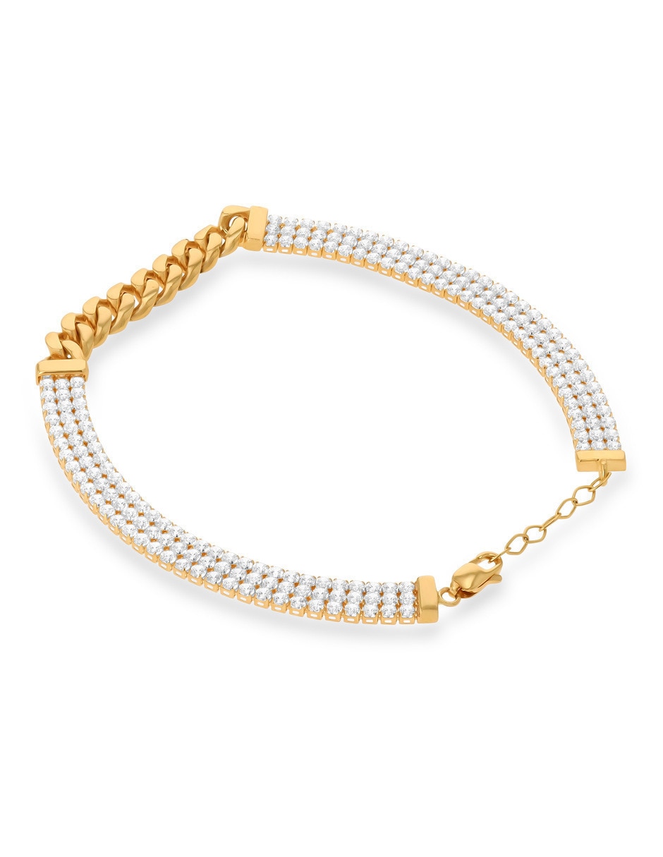 Pulsera de oro amarillo con zirconia 14 K acabado brillante 3