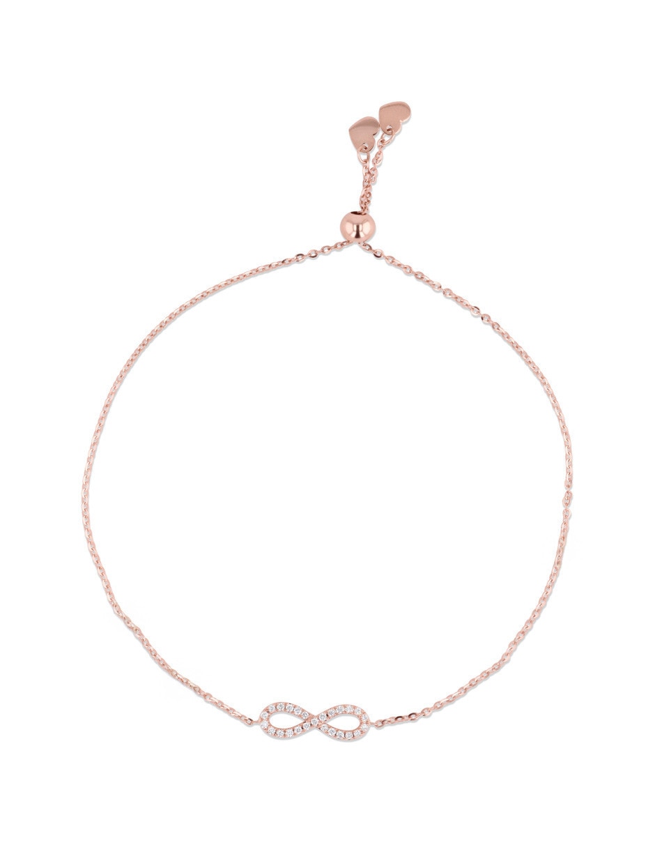 Pulsera de oro rosa con diamante 14 K acabado brillante Pulsera de oro rosa con diamante 14 K acabado brillante