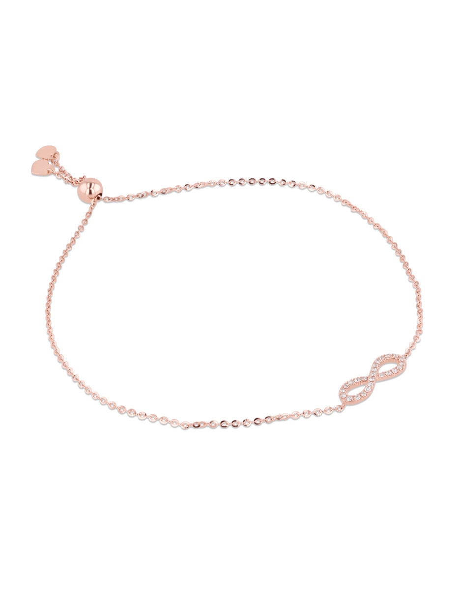 Pulsera de oro rosa con diamante 14 K acabado brillante 4