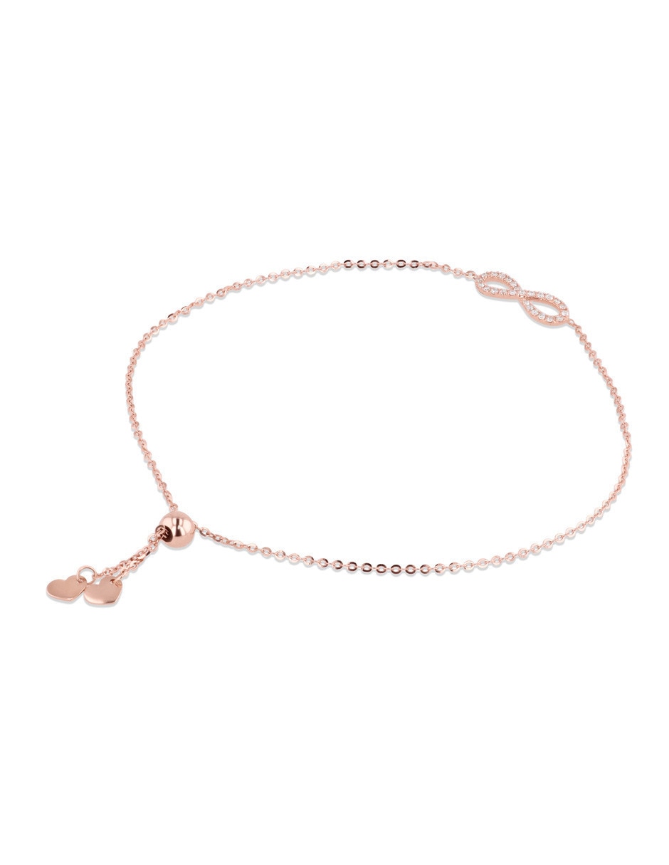 Pulsera de oro rosa con diamante 14 K acabado brillante 3