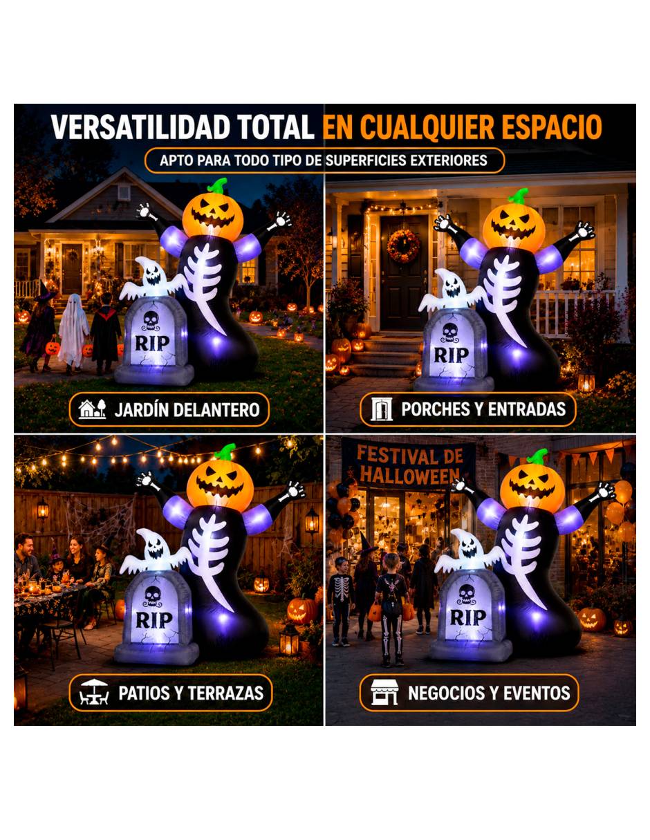 Figura decorativa con forma de calabaza con esqueleto 5