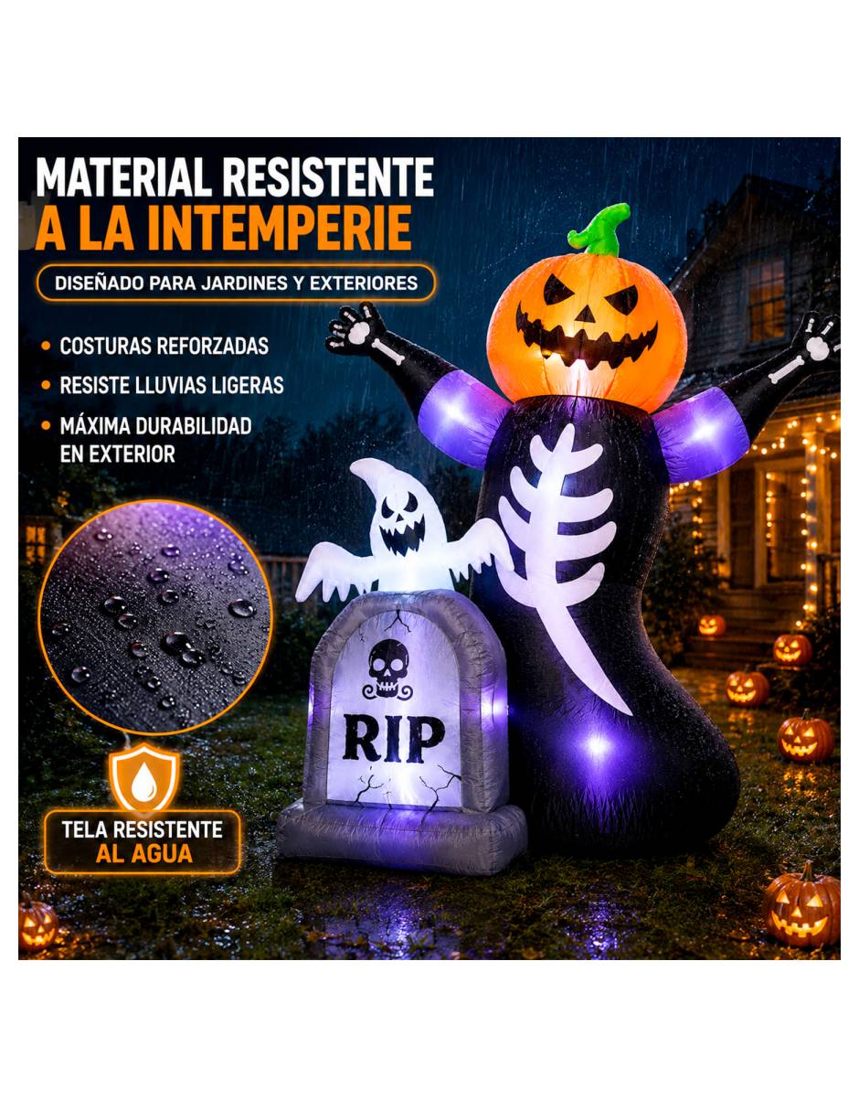 Figura decorativa con forma de calabaza con esqueleto 7