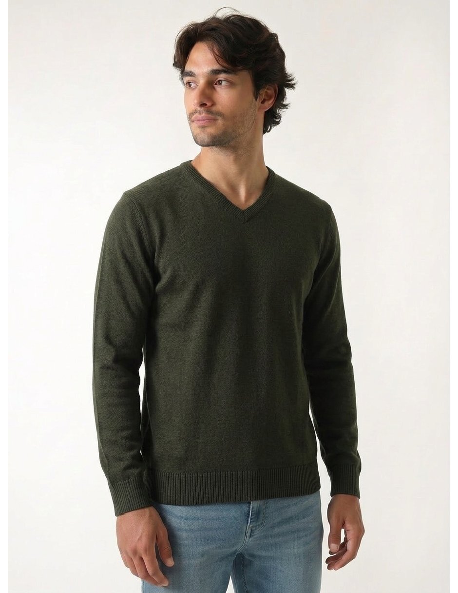 Suéter cuello v para hombre 1