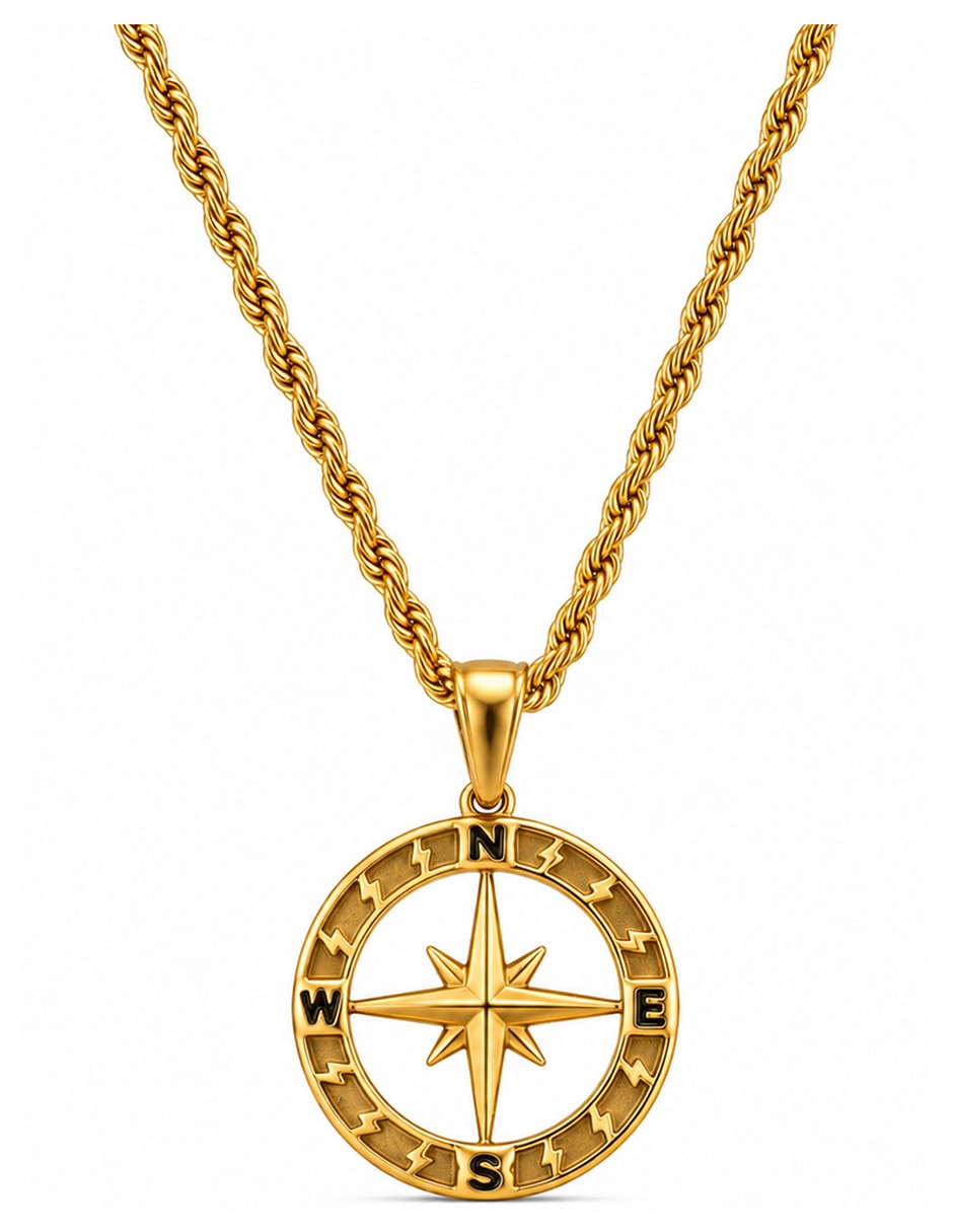 Collar con dije de acero inoxidable 18 k