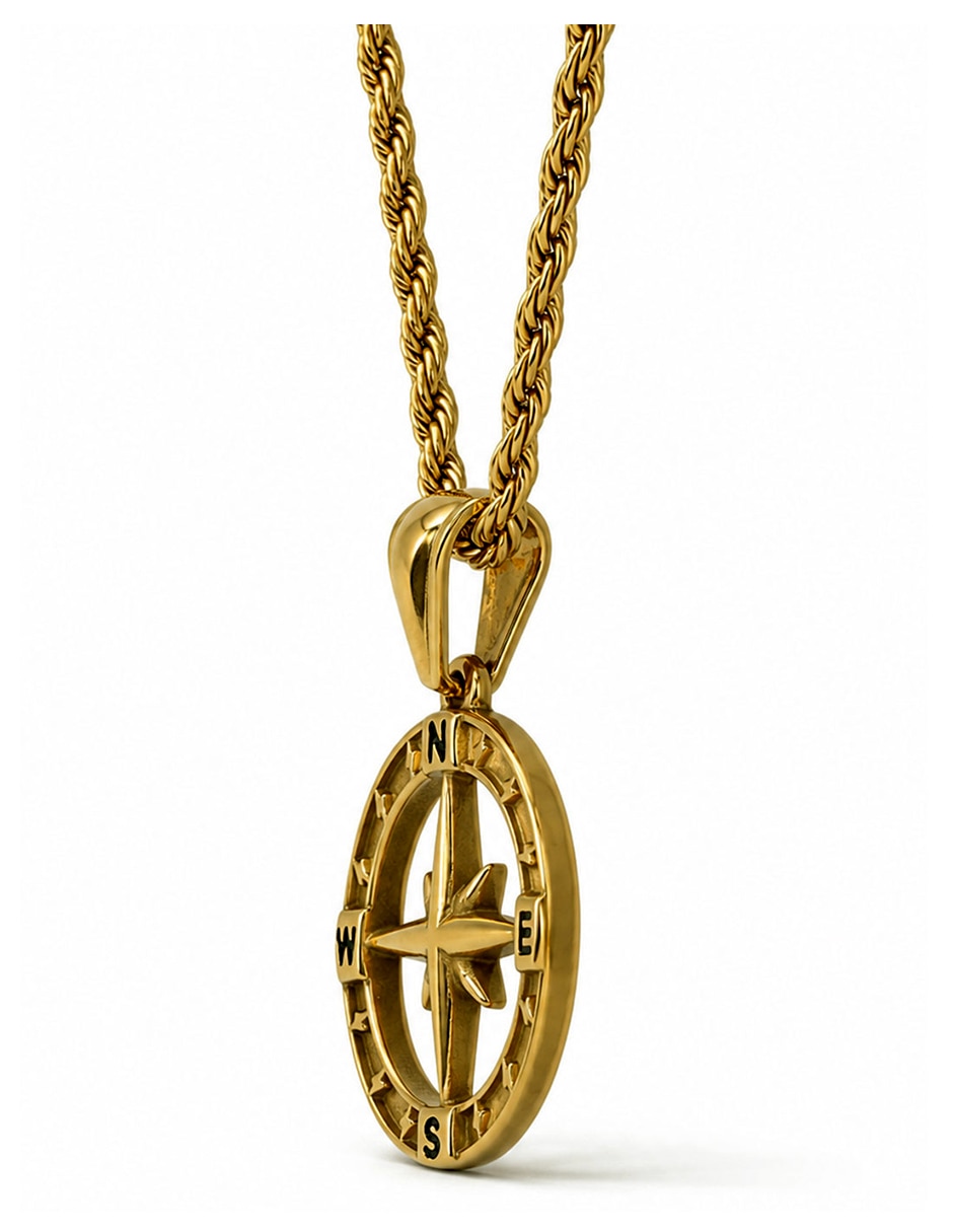 Collar con dije de acero inoxidable 18 k