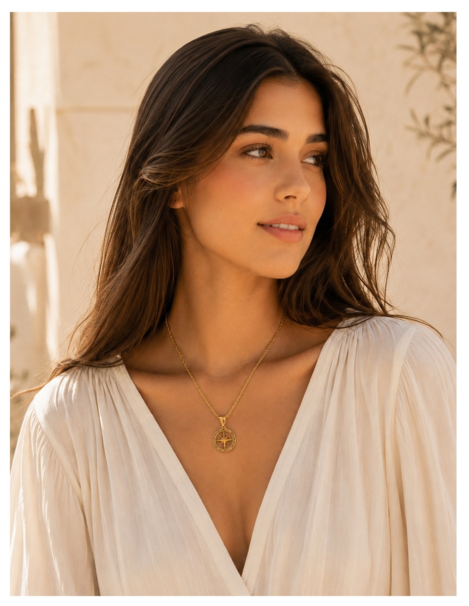 Collar con dije de acero inoxidable 18 k 6