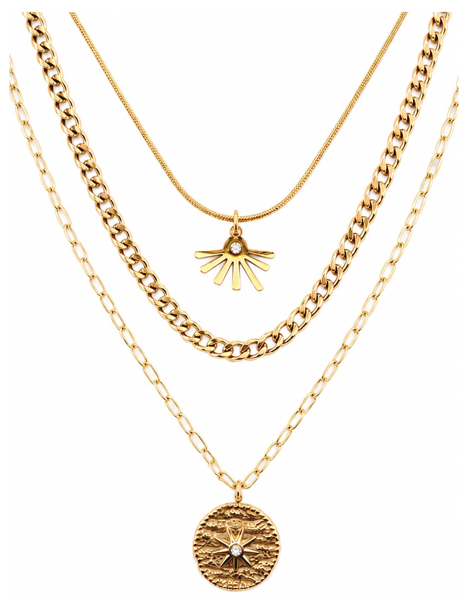 Collar con dije de acero inoxidable 18 k
