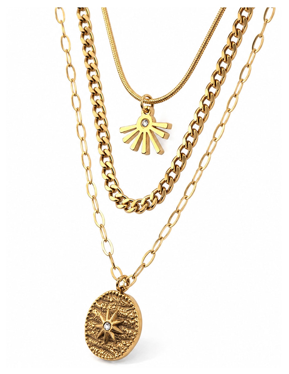 Collar con dije de acero inoxidable 18 k 4