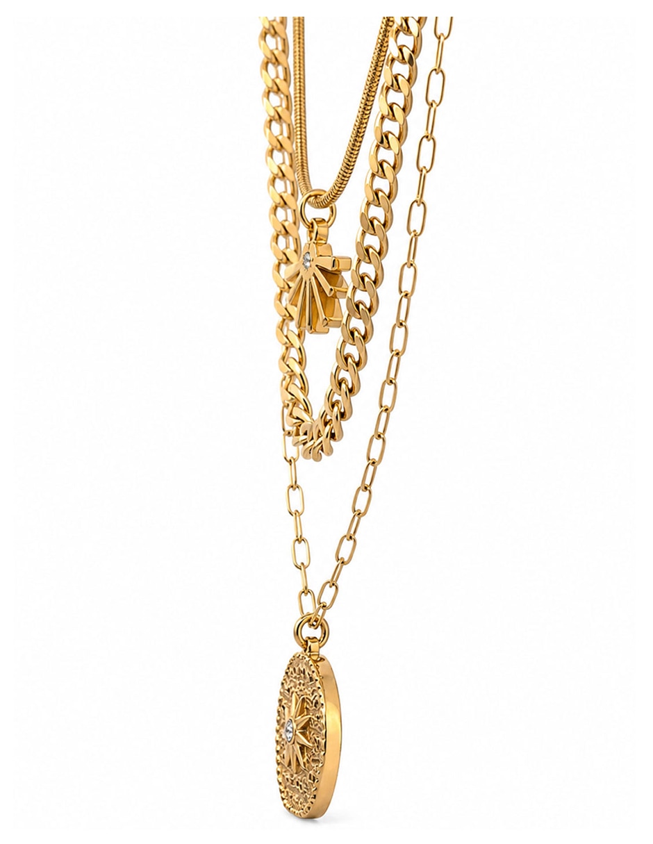 Collar con dije de acero inoxidable 18 k 3