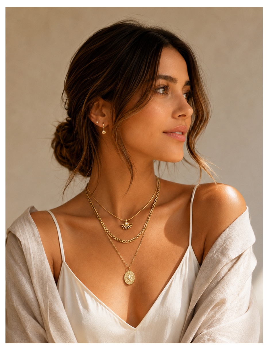 Collar con dije de acero inoxidable 18 k 6
