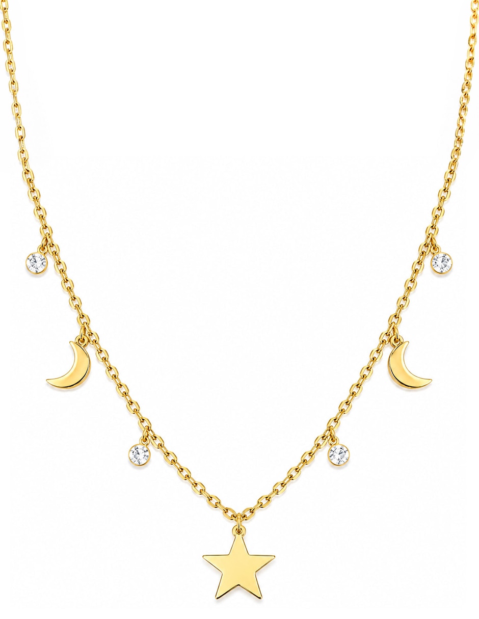 Collar con dije luna de acero inoxidable 18 k Collar con dije luna de acero inoxidable 18 k