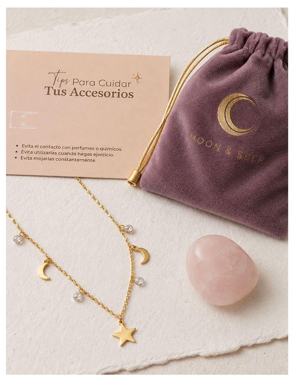 Collar con dije luna de acero inoxidable 18 k 5